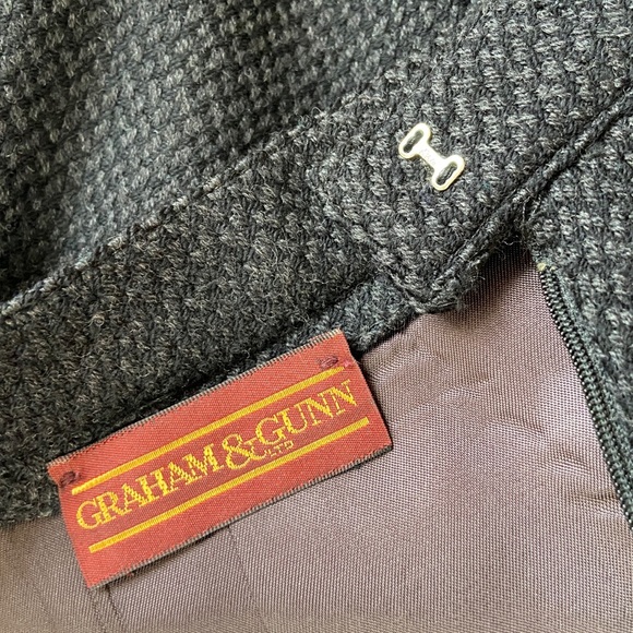 Vintage Soft Wool Blend Lined Skirt A-line w/ Back Button Slit by Graham & Gunn - Picture 7 of 13